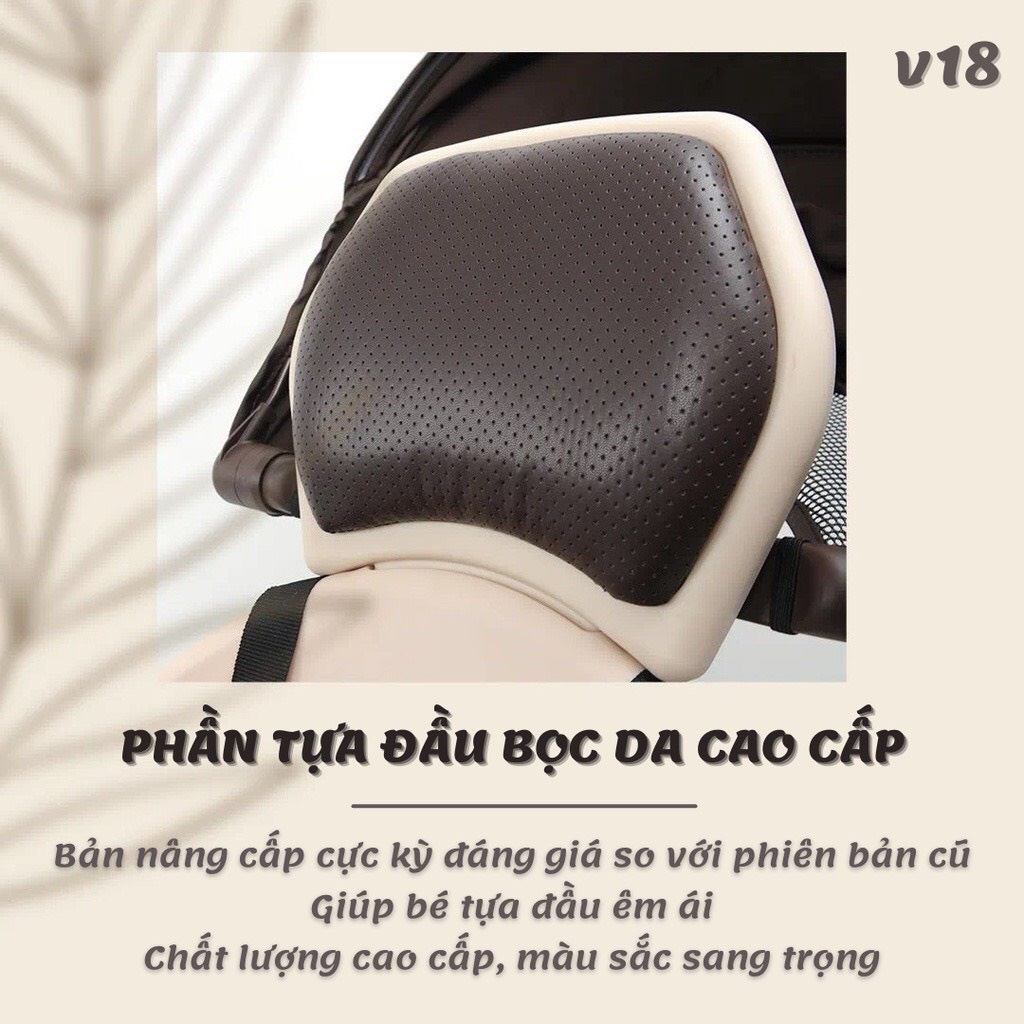 Xe Đẩy Gấp Gọn BAOBAOHAO V18 Kèm Gối Da Và Đệm Ngồi Ngã Lưng Với 5 Chế Độ Có Mái Vòm - Hàng Chính Hãng