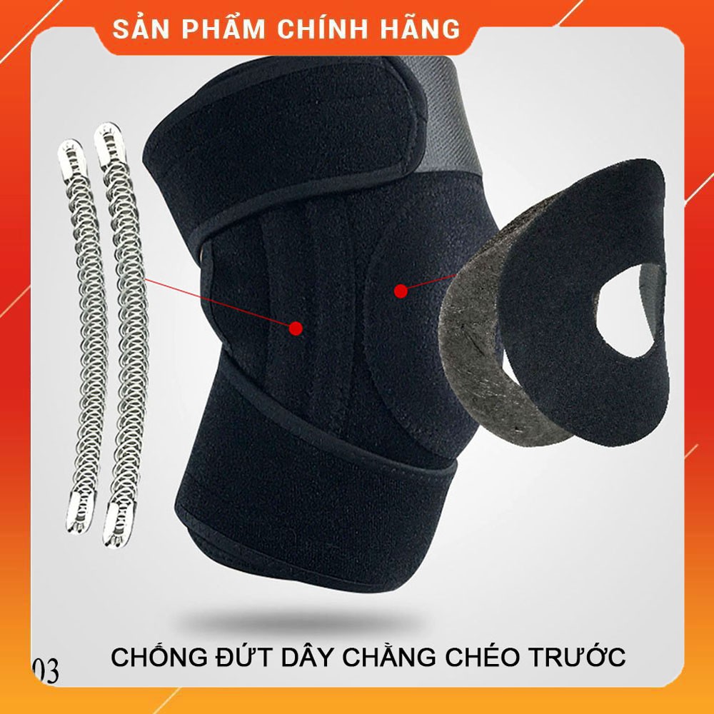 Băng đầu Gối cho NAM VÀ NỮ -CHỐNG CHẤN THƯƠNG KHI TẬP SQUAT NẶNG-Chống đứt dây chằng-CÓ 4 thanh trợ lực