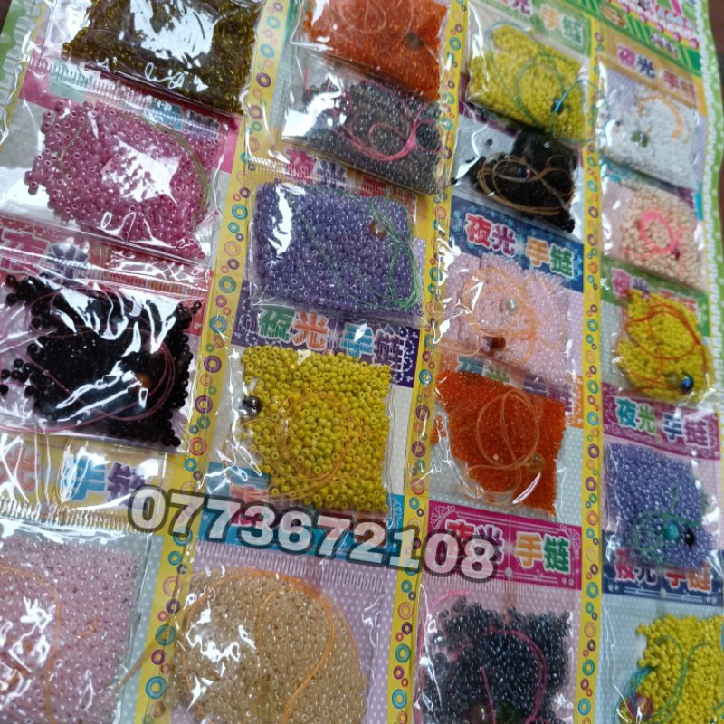 Vỉ 20 gói hạt cườm làm vòng tay
