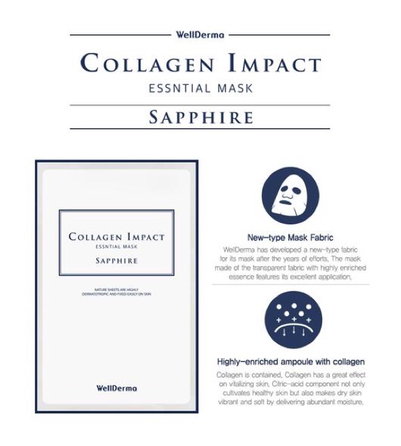 Mặt Nạ Làm Dịu Da, Dưỡng Ẩm, Săn Chắc Da Wellderma Collagen Impact Essential Mask #Sapphire 25ml