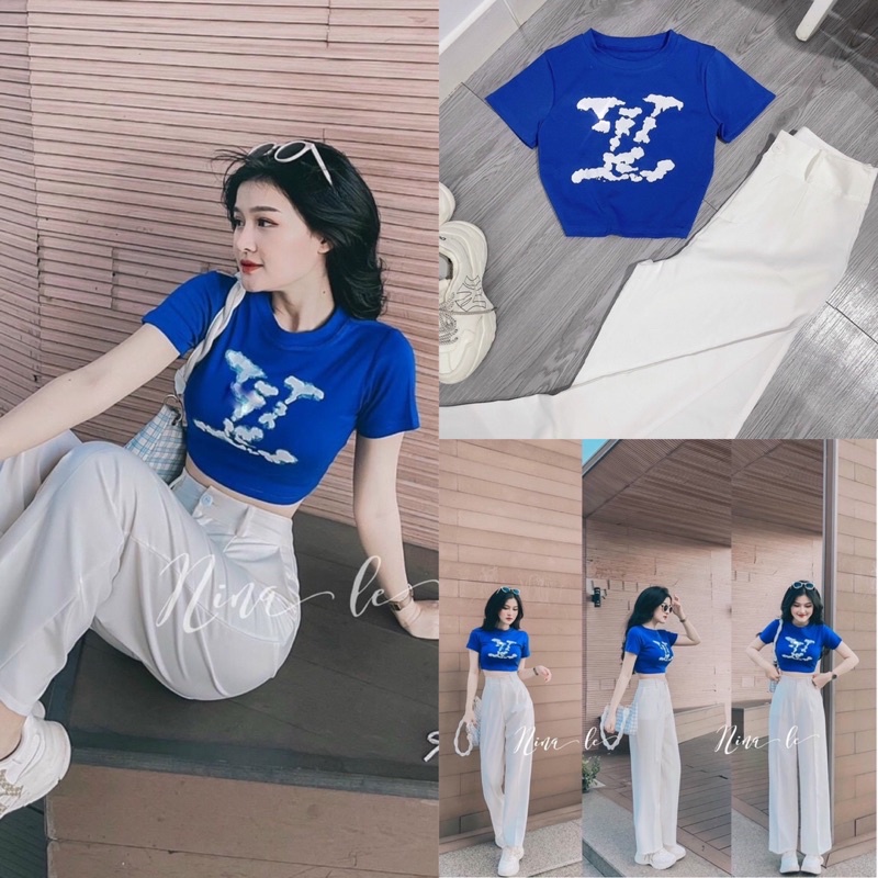 Sét áo sọc quần loe hình thật