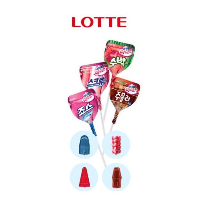 KẸO MÚT LOTTE LOLLIPOP ICE GÓI 12 CHIẾC - KẸO MÚT HÀN QUỐC