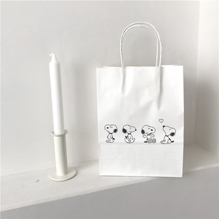 {Oni Sauce}🍦 Túi Mua Sắm Giấy Kraft Màu Trắng In Hoạt Hình Cún Kiểu Nhật Hàn Dễ Thương