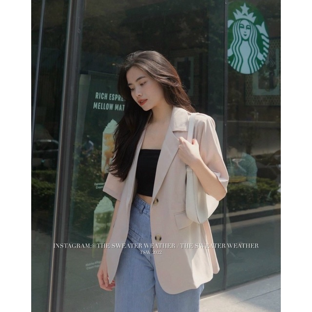 [Ảnh thật/video] Áo blazer cộc tay Ulzzang chất tuyết hàn dày dặn/ Vest nữ 1 lớp dày dặn