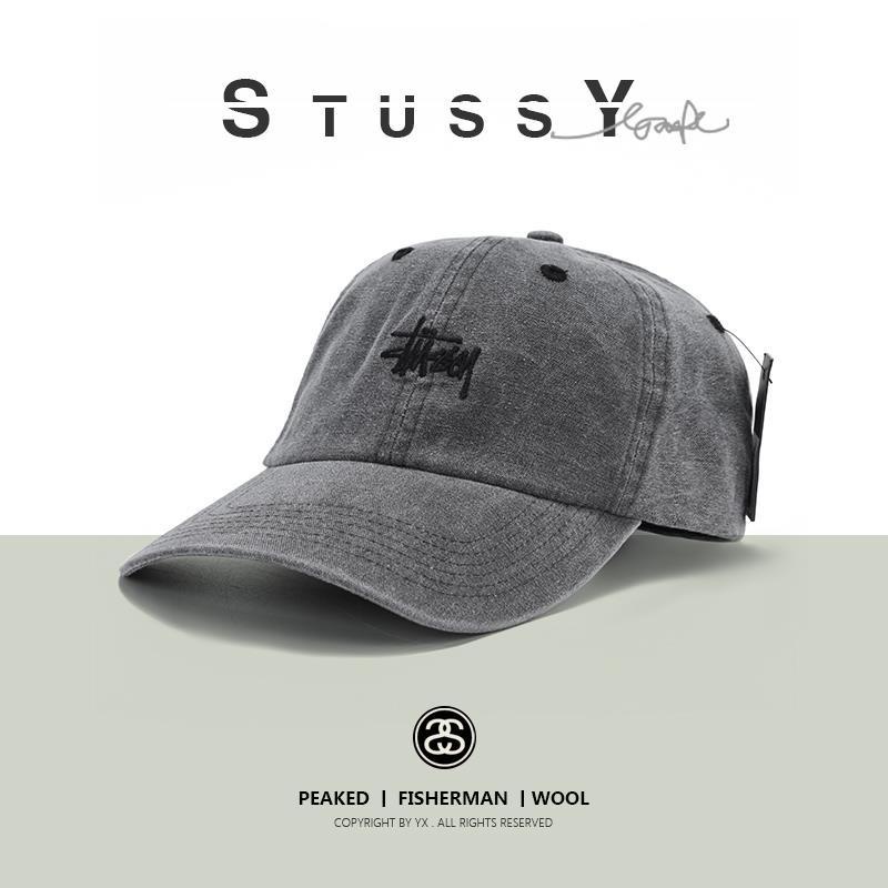 Mũ lưỡi trai STUSSY vải denim thêu họa tiết chữ cá tính chống nắng thời trang mùa hè cho nam nữ