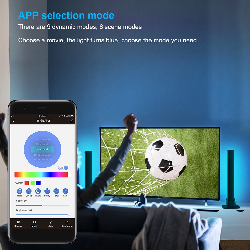 Thanh đèn LED RGB nhiều màu tạo không khí bằng nhôm có hẹn giờ cho TV phòng PC chơi game