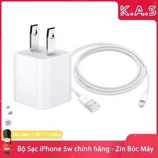 Bộ sạc iphone 5w chính hãng - zin bóc máy - bảo hành 1 đổi 1 12 tháng