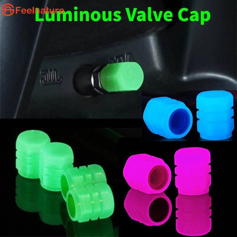 1/4 Mini Đa Năng Dạ Quang Lốp Xe Ô Tô Nắp Van/Huỳnh Quang Hình Hộp Sọ lốp Xe Nắp Van/Xe Đạp Xe Máy Bánh Xe Không Vòi Phun Phát Sáng Nắp Phụ Kiện Trang Trí