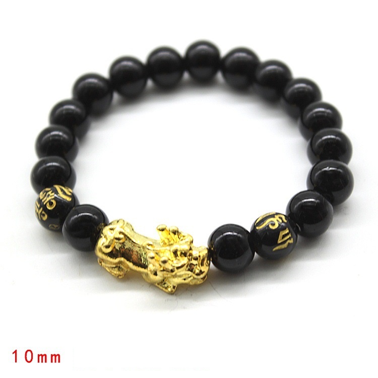 Vòng tay Tỳ Hưu hạt tròn mạ vàng,mang lại may mắn,tài lộc,Hạt đen đều, tròn, bóng đẹp.để trấn nhà, tránh tà khí,phát tài