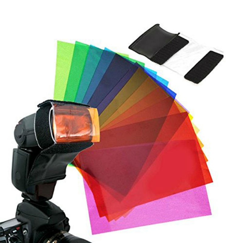 12 pcs Colors Gel Camera Flash Diffuser Soft Box Studio Lighting Filter for Canon Nikon Yongnuo Godox Flash Speedlite