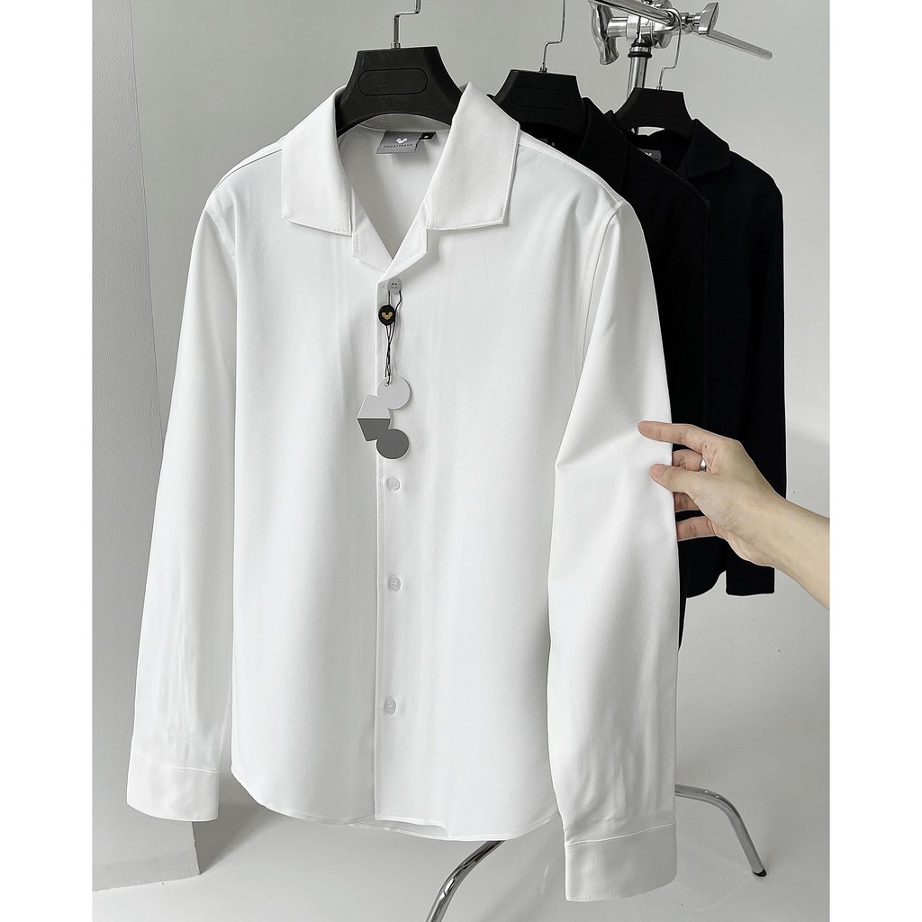 ÁO SƠ MI trắng cổ vest CHUOTTRANG Tay Dài KKL