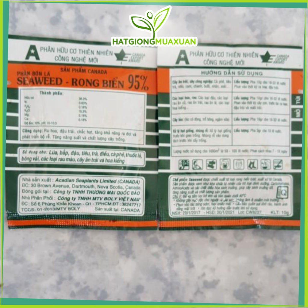 Phân bón hữu cơ thiên nhiên Seaweed - Rong Biển hàng đẹp, phân phối chuyên nghiệp.