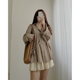 Áo sơ mi nữ kiểu buộc nơ eo, Áo sơ mi tay dài trơn basic chất vải trơn trượt phong cách Hàn Quốc hottrend
