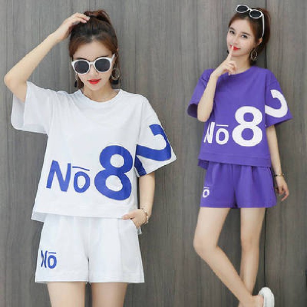 Bộ Đồ Thể Thao Cotton Dáng Rộng In Họa Tiết Thời Trang Mùa Hè Dành Cho Nữ 2021