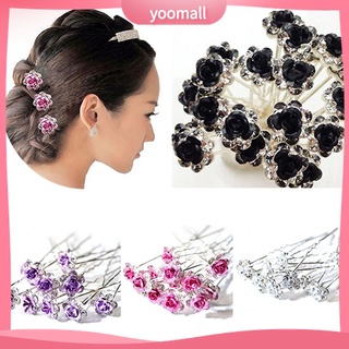 Set 5 trâm cài tóc hình hoa hồng đính đá xinh xắn thời trang cho nữ