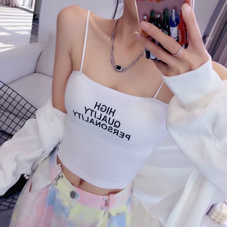 Áo Ống Hai Dây In Chữ Có Đệm Ngực Thời Trang Cho Nữ