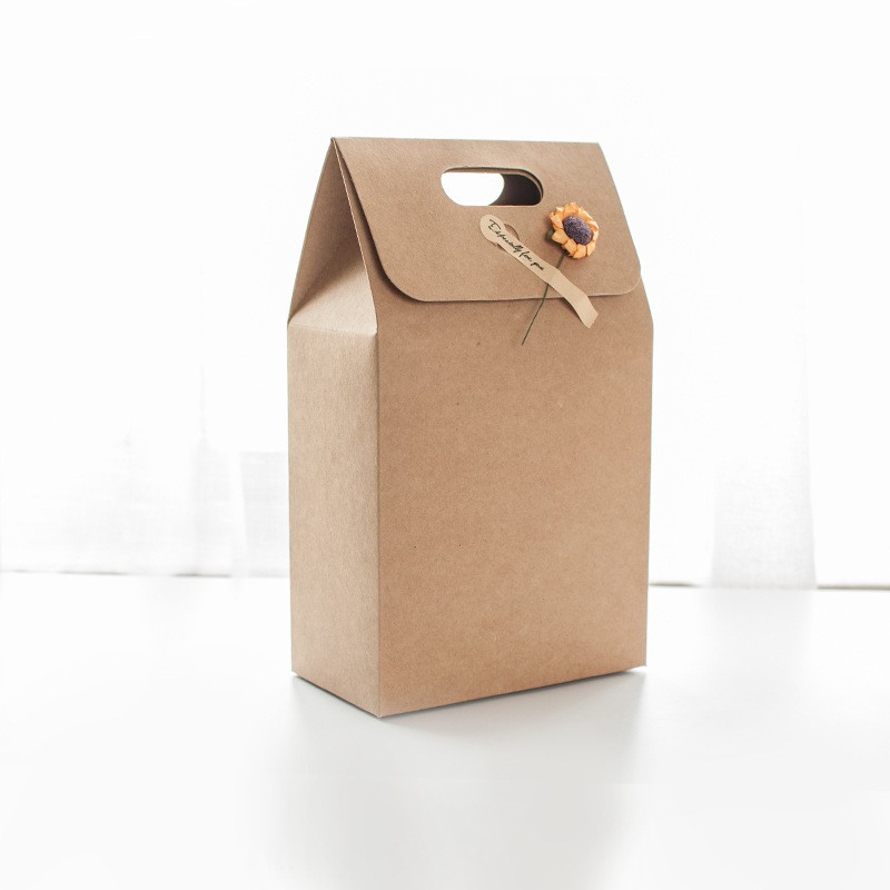 hộp quà tặng hộp quà sinh nhật valentine giấy màu nâu kraft có tay xách họa tiết hoa hướng dương | BigBuy360 - bigbuy360.vn