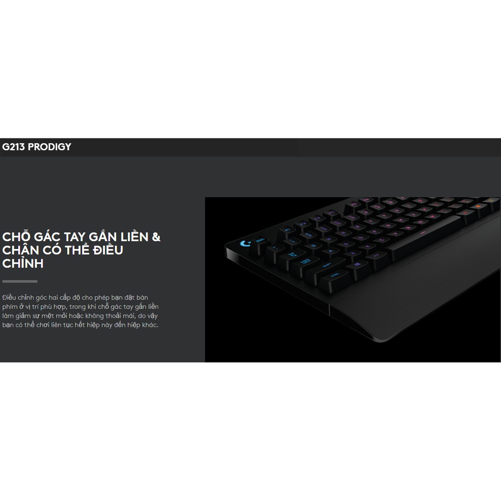 [Mã 159ELSALE hoàn 7% đơn 300K] Bàn Phím Gaming Logitech G213 PRODIGY RGB - Chính hãng Digiworld