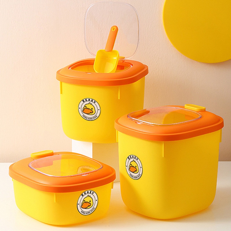 Only HOUSE Thùng Đựng Gạo Vịt Vàng Nhỏ Chống Côn Trùng Chống Ẩm Dày Dặn Hạt Dẻ Nhà Bếp Gia Đình
