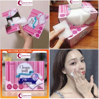 Bông tẩy trang Clean Puff Nhật Bản (hộp 80 miếng) - Hàng Nội Địa Nhật .AyakaShop.