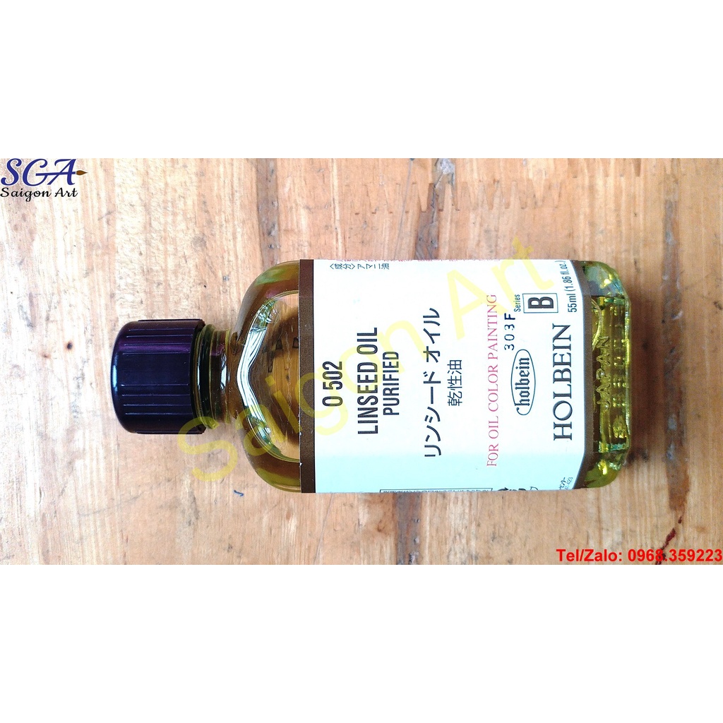 Dầu lanh tinh khiết pha sơn dầu HOLBEIN Linseed Oil Purified No.O502 chai 55ml