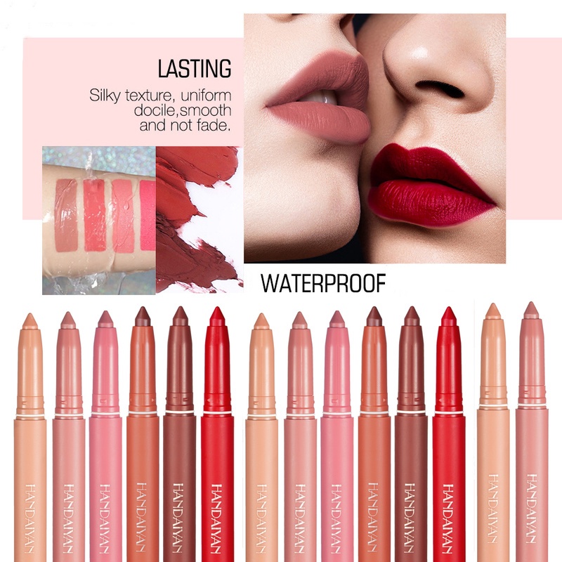 Son Môi / Bút Kẻ Viền Môi 6 Màu Nhung Lì Chống Nước Lâu Trôi Dùng Hàng Ngày