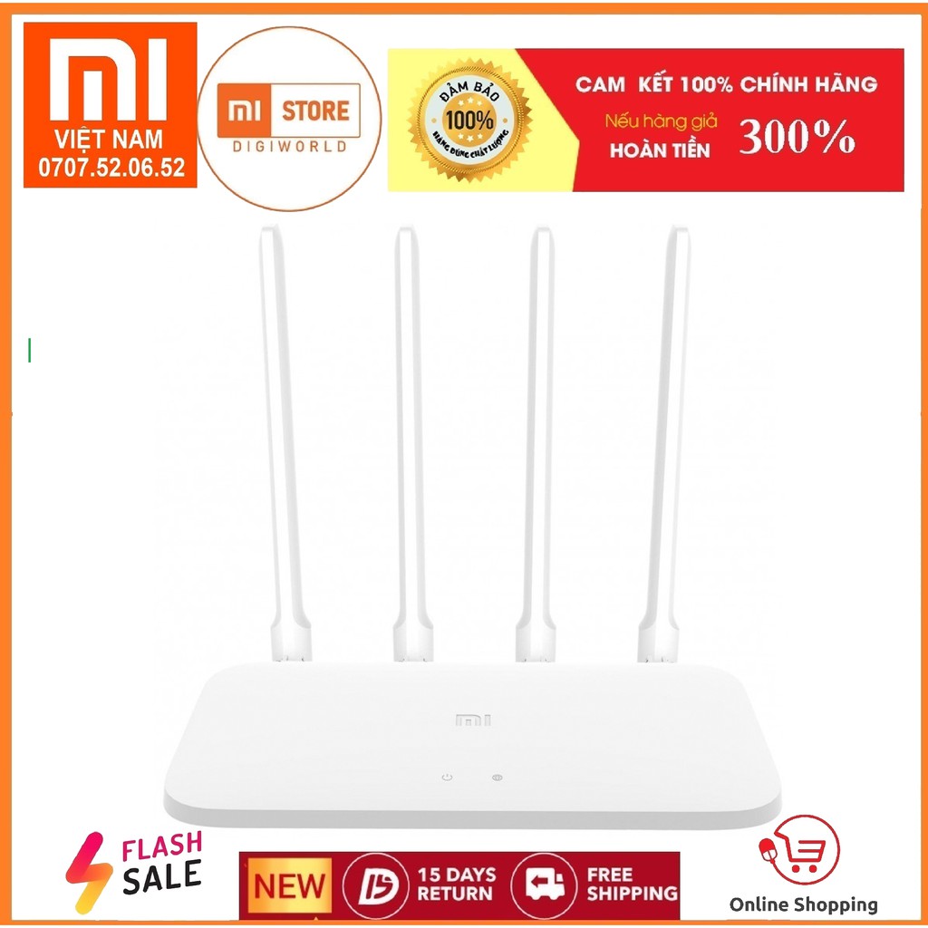 Router không dây Phát wifi Xiaomi 4 râu Gen 4C- Router xiaomi gen 4C hàng chính hãng bảo hành 12 tháng