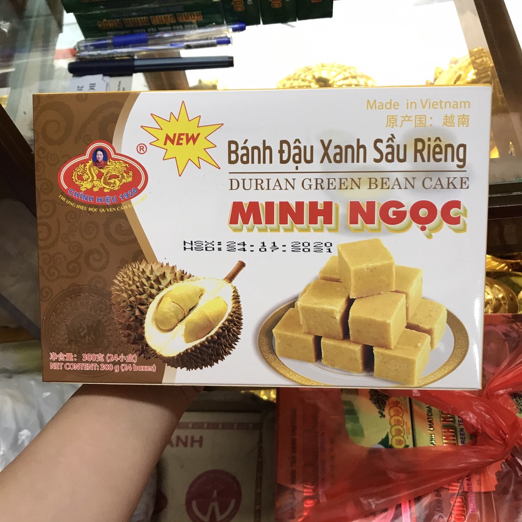 Bánh đậu xanh sầu riêng rồng vàng Minh Ngọc A35 300g - Bánh đậu xanh trái cây đặc sản Hải Dương