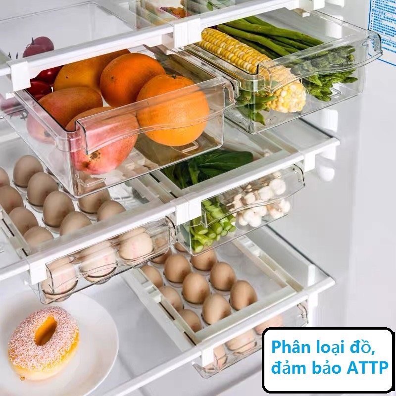 Khay chia đồ tủ lạnh loại cứng, thanh kẹp giữ khay chắc chắn