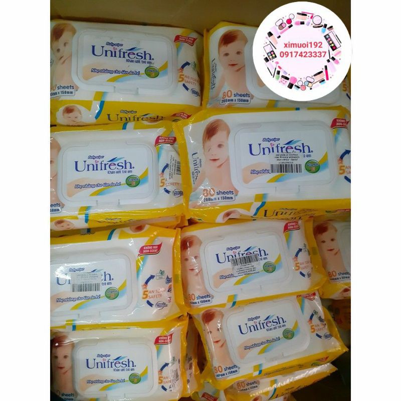 Combo 10 gói khăn ướt UNIFRESH cho bé (80 tờ/gói)