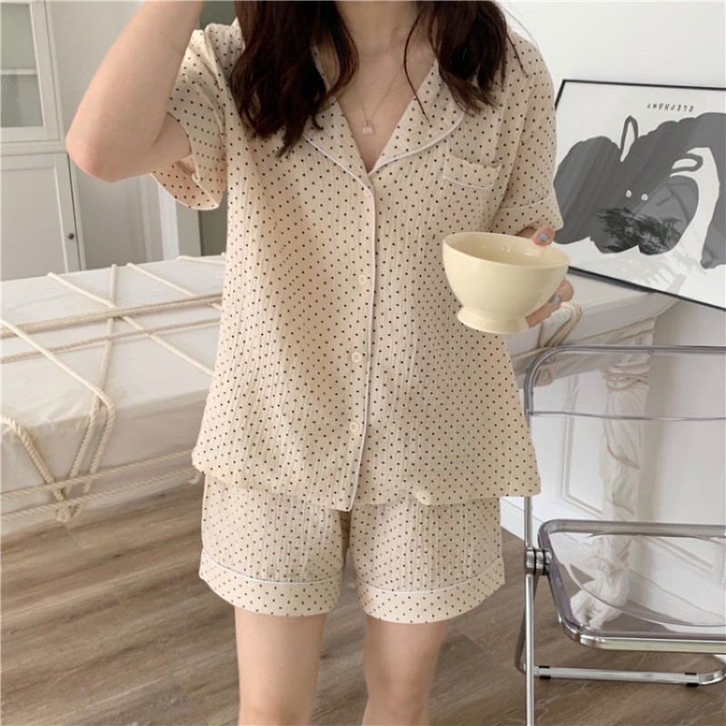 BỘ NGỦ COTTON XỐP CHẤM BI