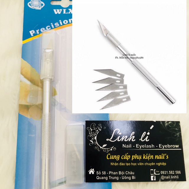Dao cắt bột nail inox ( tặng kèm theo 5 lưỡi dao thay thế )