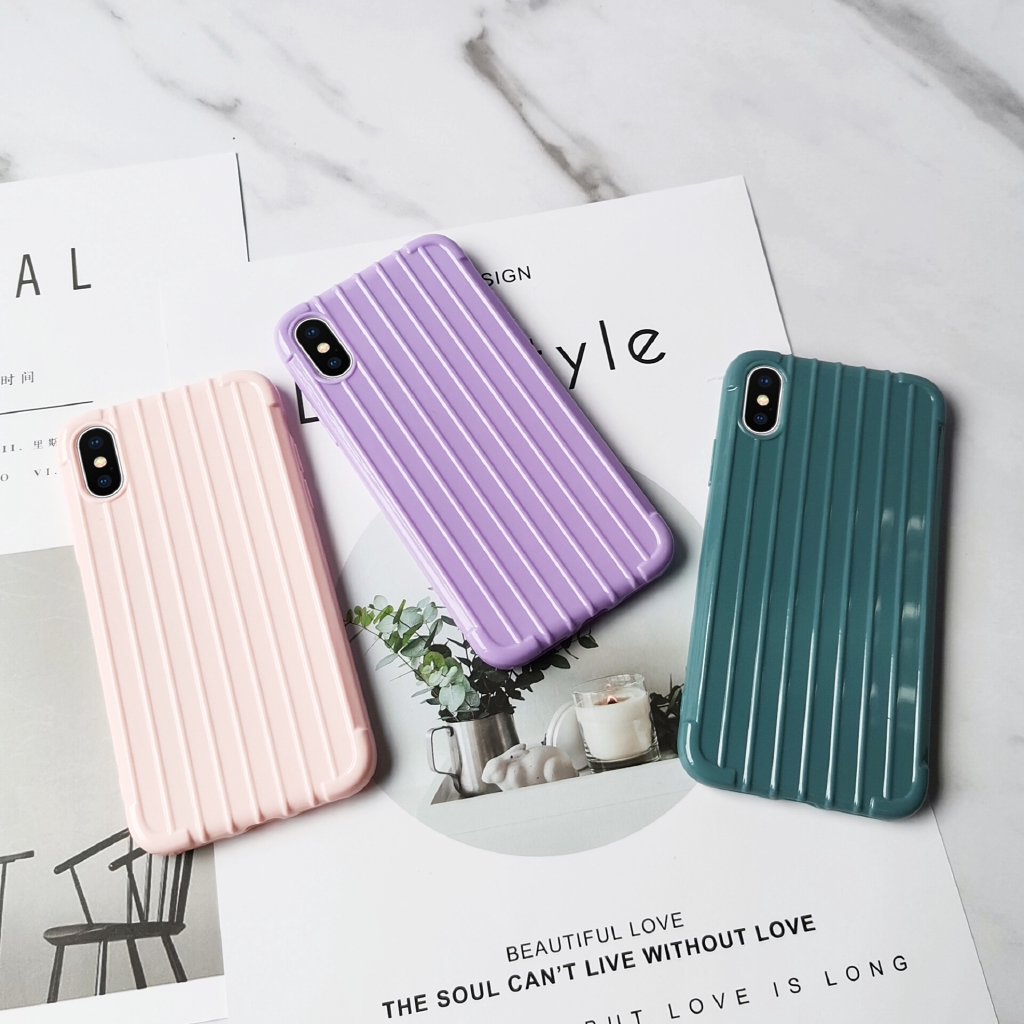 Ốp điện thoại TPU vân kẻ sọc nổi màu trơn thời trang cho iPhone 11 Pro Max 6/6s 6plus/6splus 7/8 7plus/8plus X XS XR Xs | BigBuy360 - bigbuy360.vn