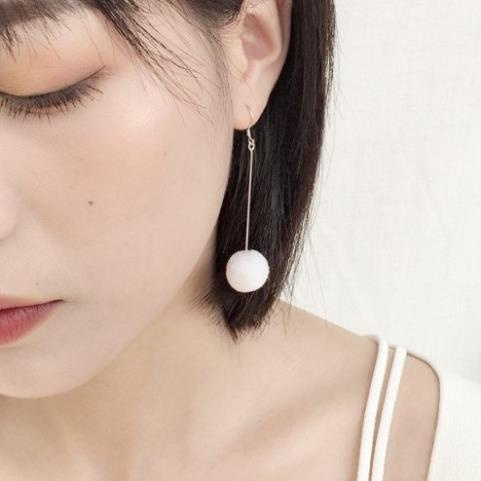 (0166) Khuyên Tai Dài Quả Bông Tròn Ngọt Ngào Ấm Áp