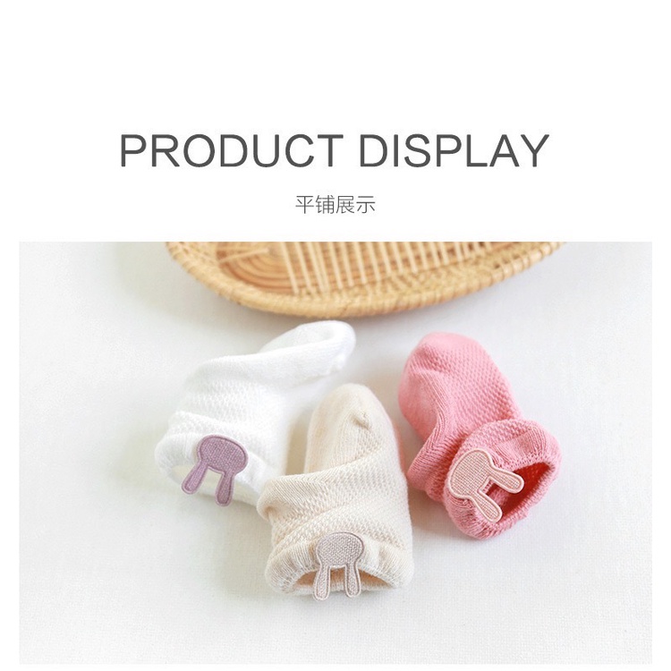 Set 3 tất lưới Nemo Baby trơn màu đính họa tiết
