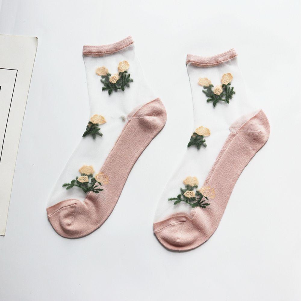 Vớ Cotton Lụa Jacquard Thủy Tinh In Hoa Cho Nữ|Tất Chân Thiết Kế Đơn Giản Hợp Thời Trang