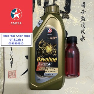 [ CHÍNH HÃNG ] Nhớt xe số tổng hợp 100% Caltex Havoline Super 4T Fully Synthetic 5w40 [ 1.1L ]