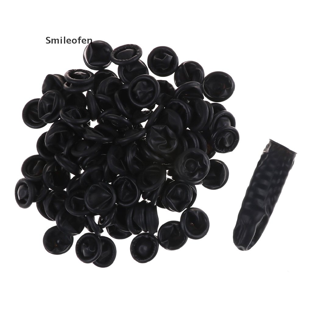 Set 100 bao ngón tay bằng cao su chống trượt màu đen