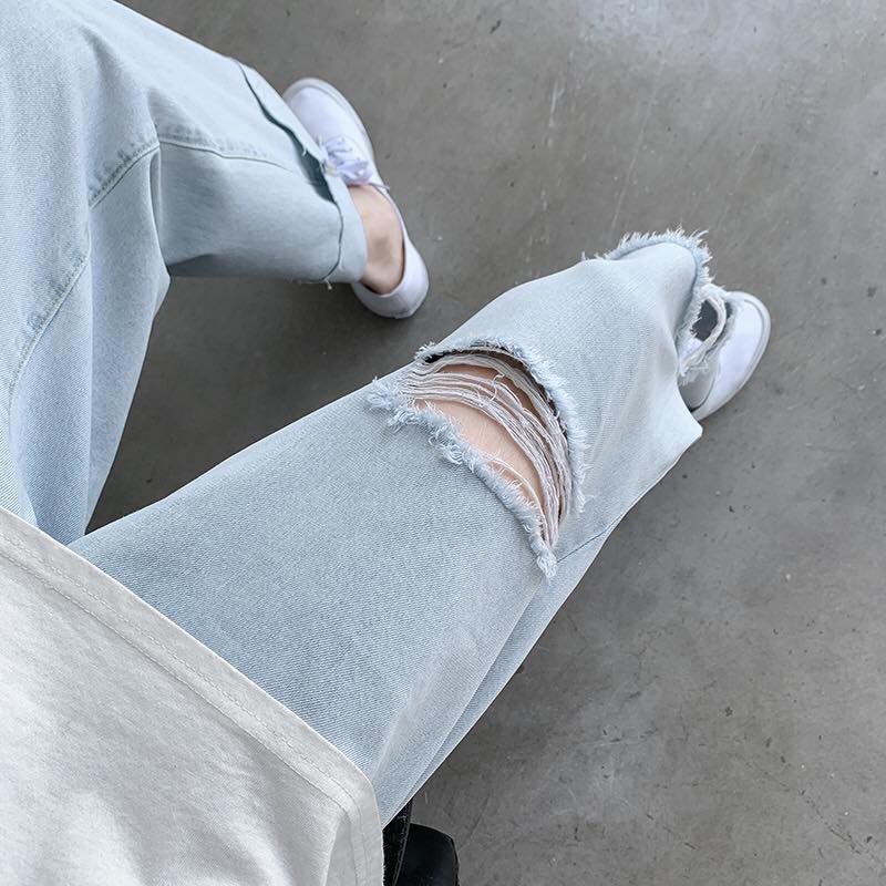 Quần Jean Nam Rách Kiểu,  Quần Baggy Nam  ống rộng Thời Trang Phong Cách Unisex