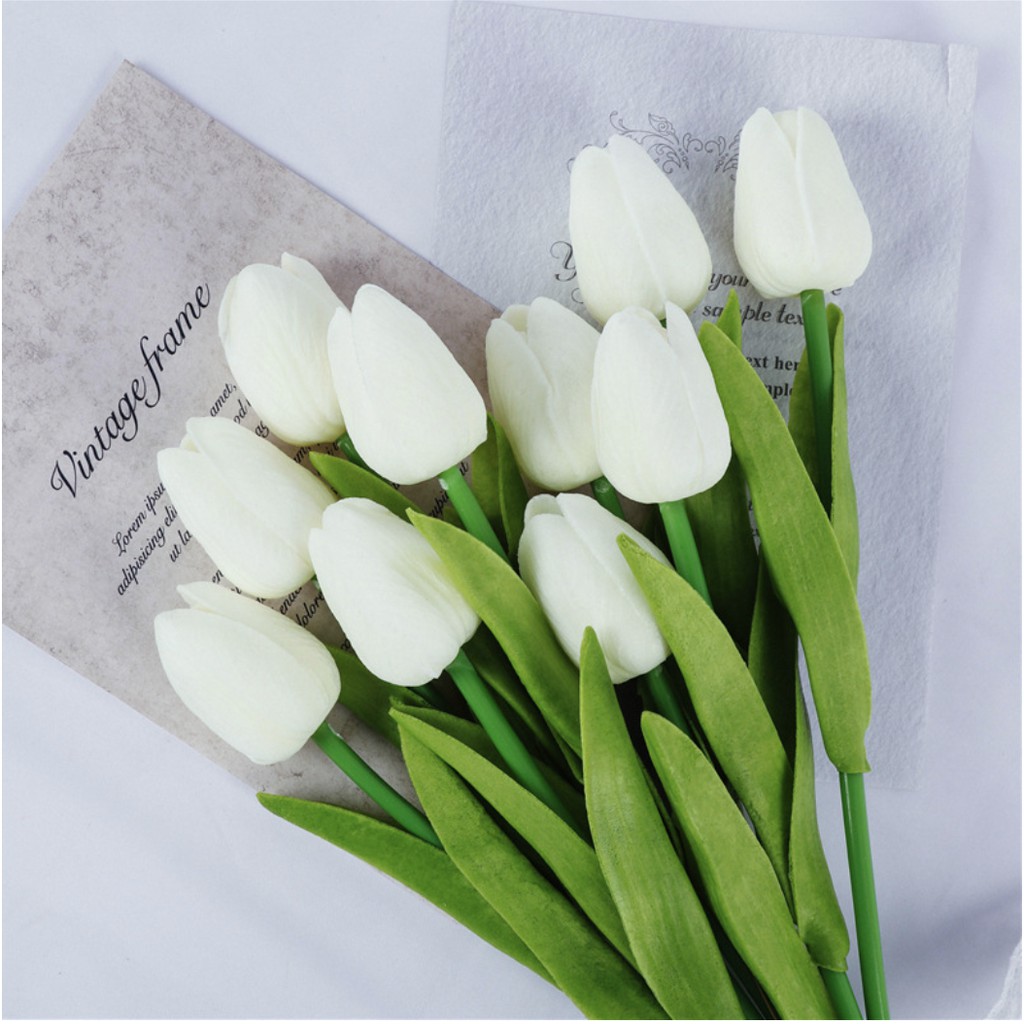 Hoa giả - Hoa tulip lá thẳng PU cao cấp - decor trang trí nhà cửa Lizflower