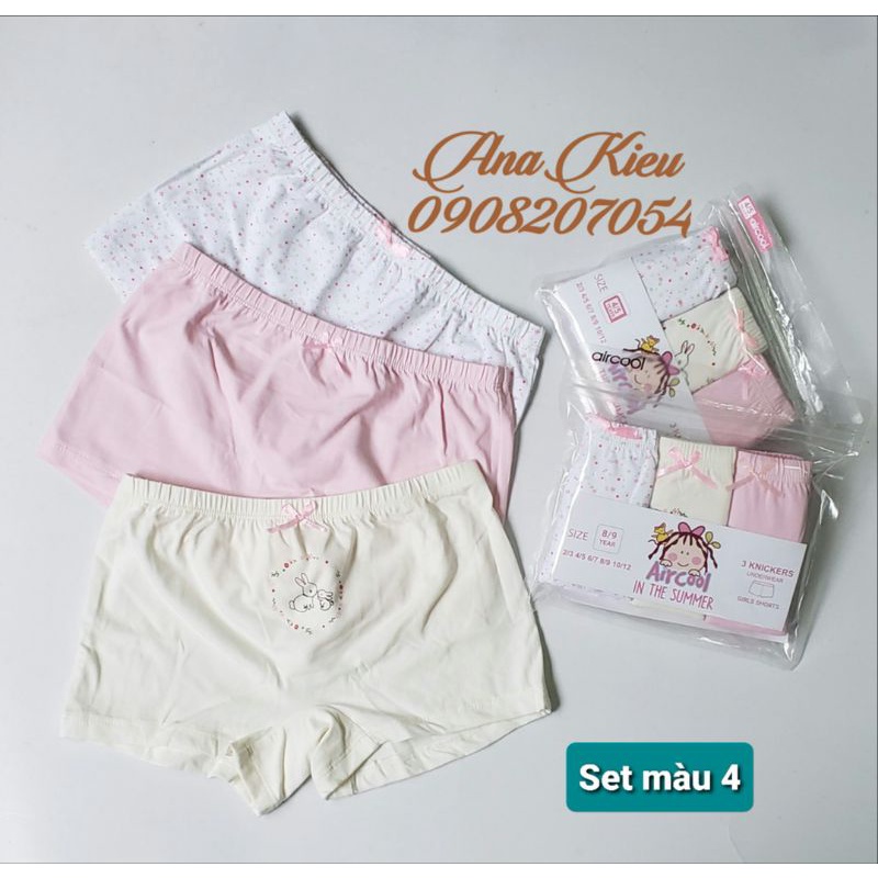 Quần lót đùi bé gái 100%coton Organic hiệu Aircool