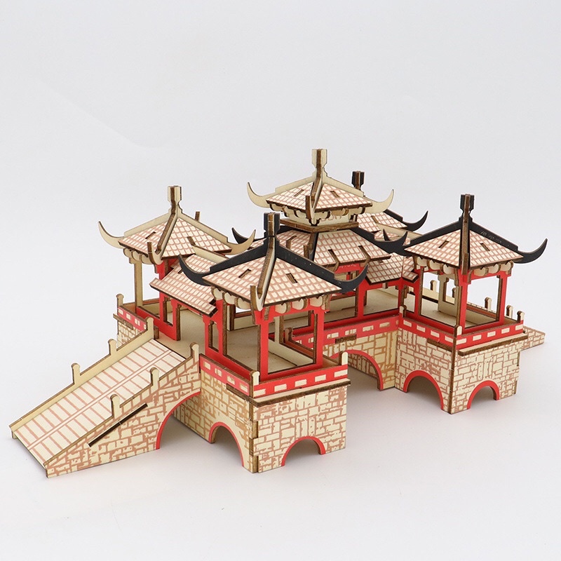 Mô hình 3D Gỗ, lắp ráp Cầu Hoa Sen Lotus Bridge, đồ chơi xếp hình