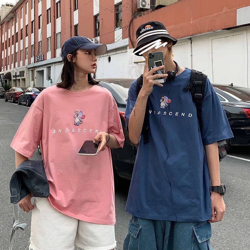 ÁO THUN ANDASCEND PHÔNG NAM NỮ TAY NGẴN GIA ĐÌNH CẶP ĐÔI SIZE TRẺ EM CHO BÉ TRAI GÁI UNISEX ĐEN TRẮNG HỒNG aomivn