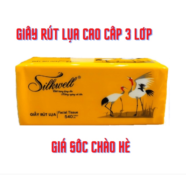 Giấy ăn Silkwell 3 lớp giấy Indo nhập khẩu siêu mềm mịn 540 tờ 3 lớp