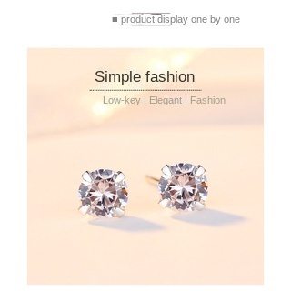 Bông Tai Mạ Bạc 925 Đính Đá Zircon Sang Trọng Thời Trang