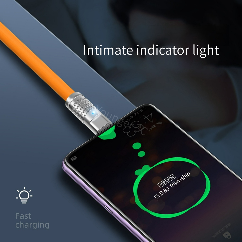 Cáp Sạc Nhanh 120w 6a Có Đèn Báo Hiệu Cho Android Type c
