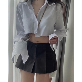 [ HÌNH THẬT ] Áo sơmi croptop - Chân váy mini skirt ( CÓ SẴN ) #1