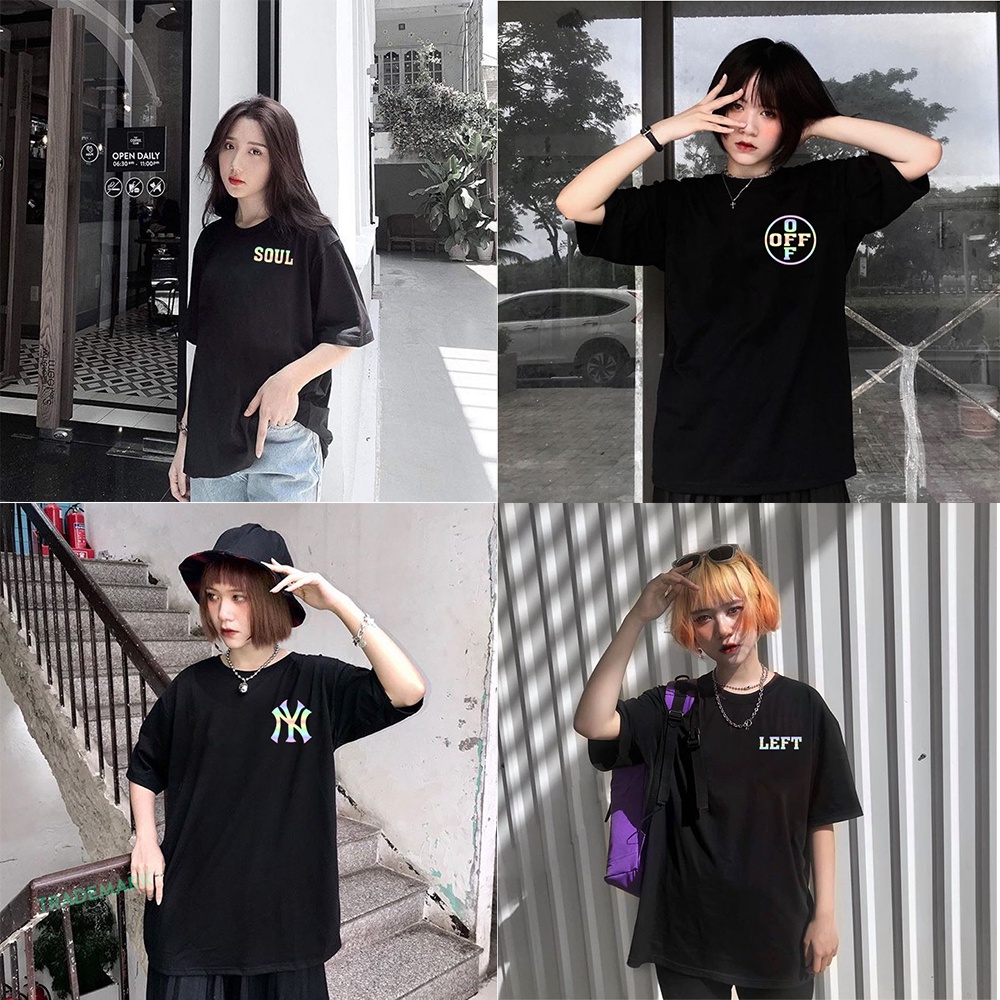 Áo thun nữ chữ kiểu OFF - SOUL- LEFT - Hình NY Phản Quang cá tính đẹp vải dày mịn