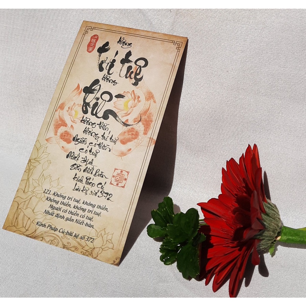 Bộ bài thư pháp 123 LỜI KINH PHÁP CÚ | 123 lá | 7cm x 13cm | Lá duyên