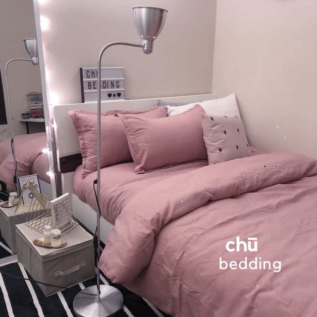 [FREESHIP] Set chăn ga gối poly cotton hồng trơn | BigBuy360 - bigbuy360.vn